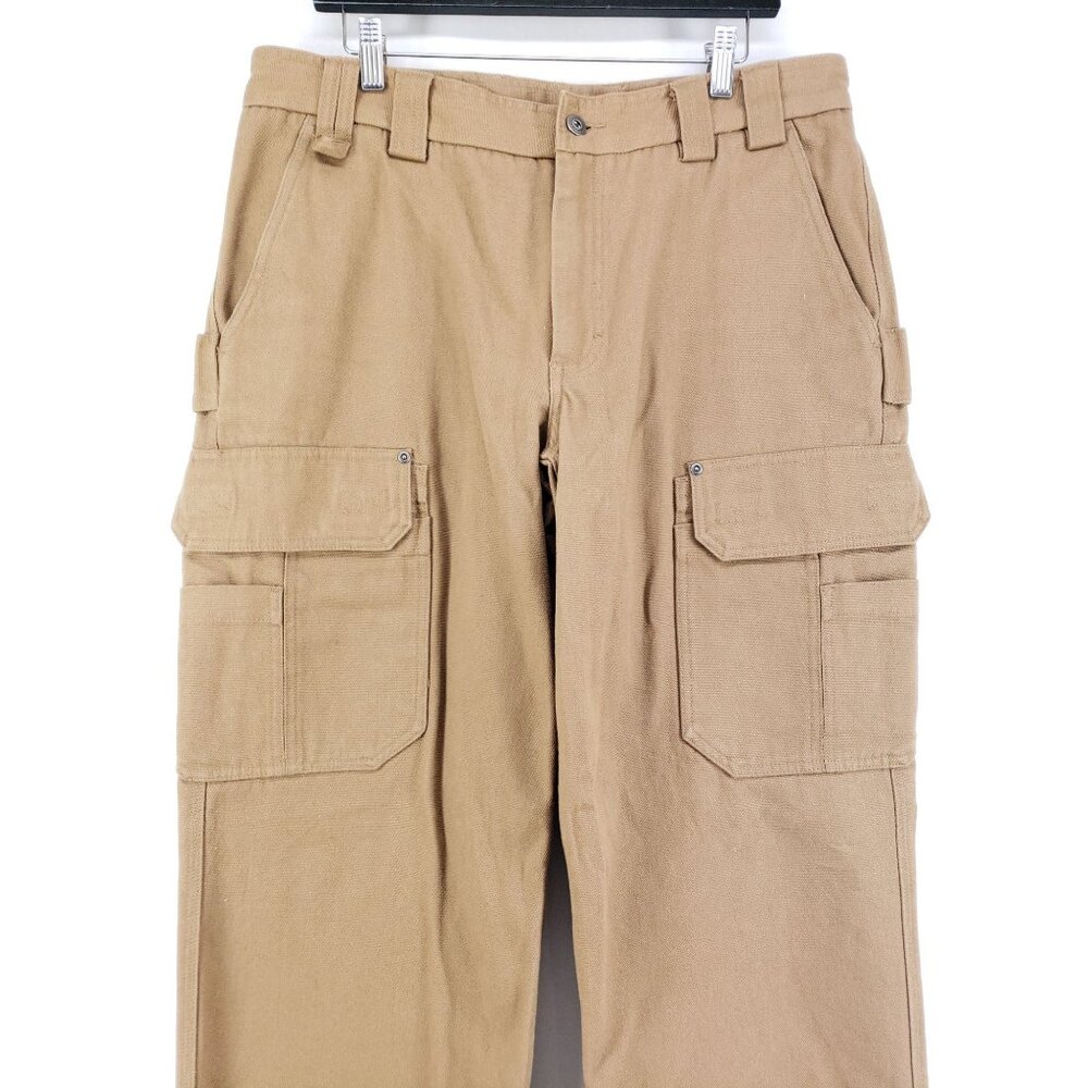 Duluth Trading Mens 36x30 Cargo Pants Brown High-Rise Cotton Twill With Pockets - Picture 8 of 11
